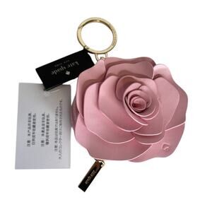 Kate Spade New York Rose Flora 3D Key Ring Charm Coin Purse, Pink NEW